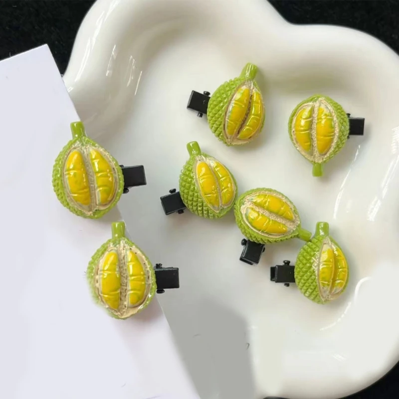 Lovely Durian Hair Clip for Adult Women Little Girl Resin Fruit Barrettes Braid Clip Hair Shaping Side Pin for Use Drop Shipping