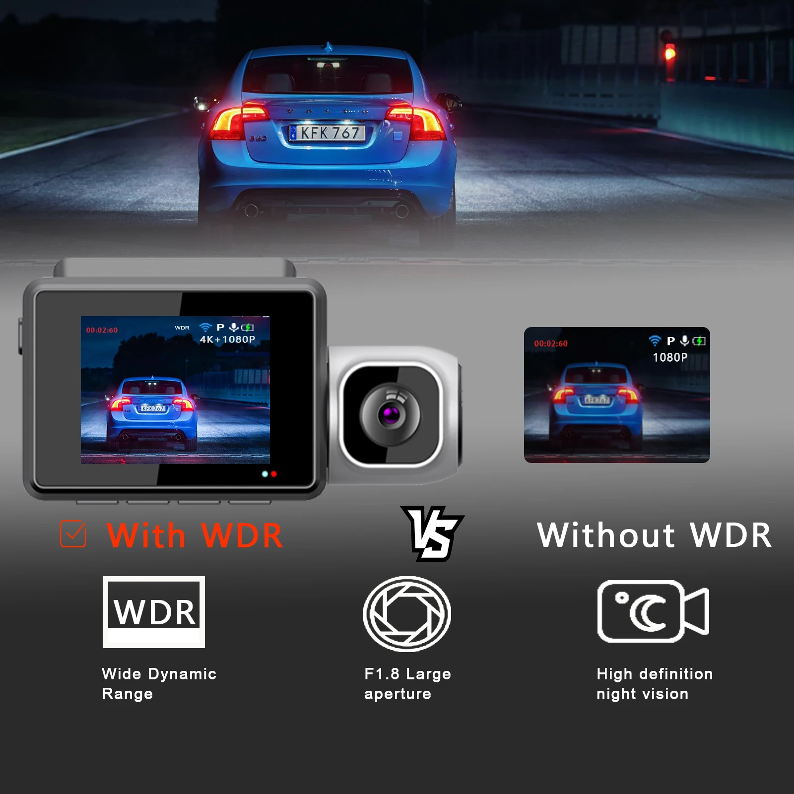 2.0 Inches 4k Dash Cam Video Camera Doble Camara Dash Camera Front and Inside Sony Dual Lens Dashcam 4k Wifi Gps Dash Cam