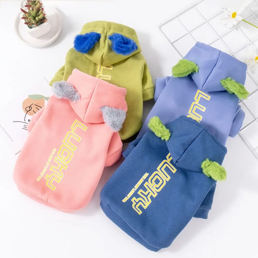 Fashion Letter Print Dog Hooded Sweatshirt Warm Soft Pet Hoodie Cotton/Polyester Comfortable Puppy Jumpsuit for Dogs Cats