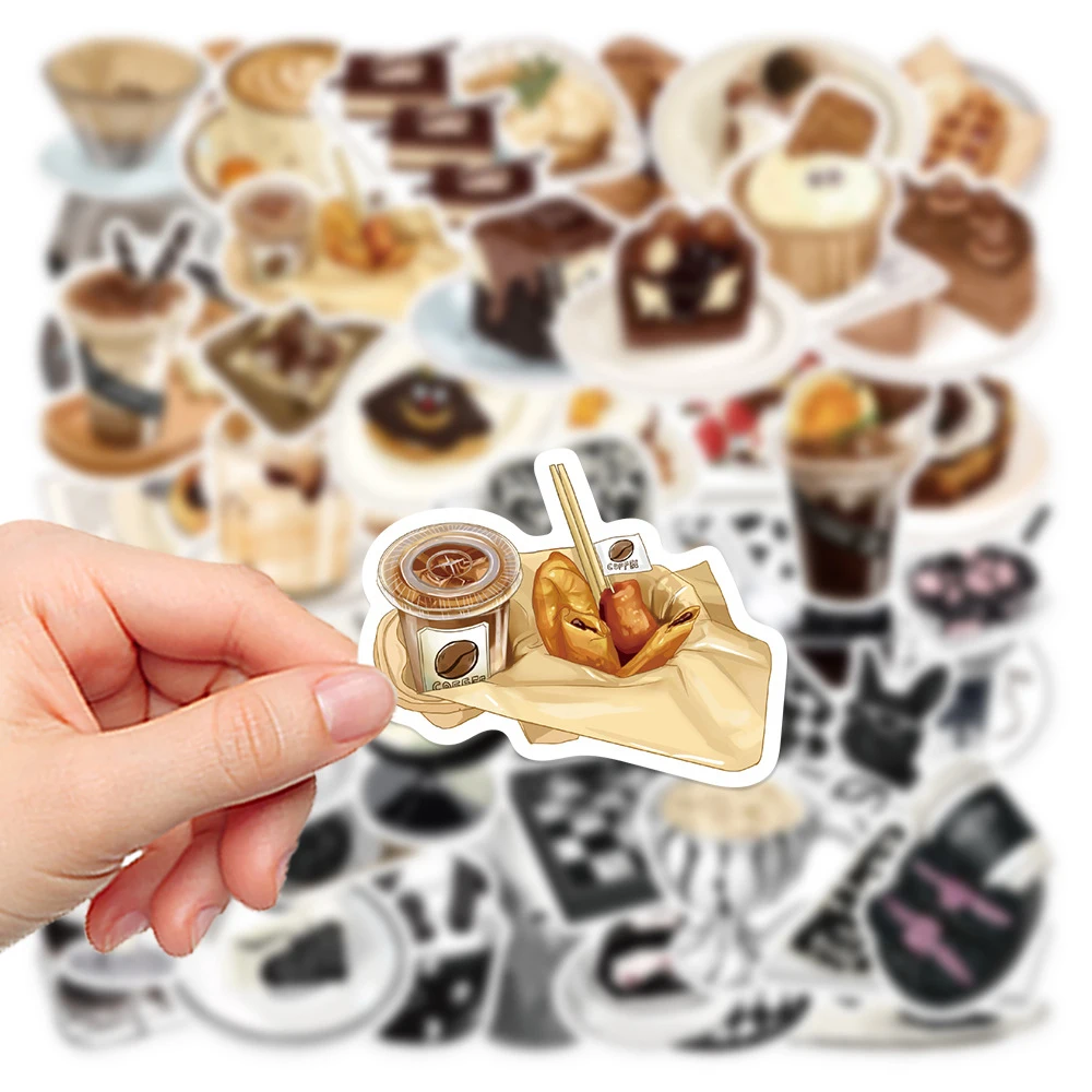 10/30/50PCS Kawaii Food Dessert Coffee Stickers Aesthetic Ins Style Cartoon Decals DIY Skateboard Laptop Decoration Sticker Pack