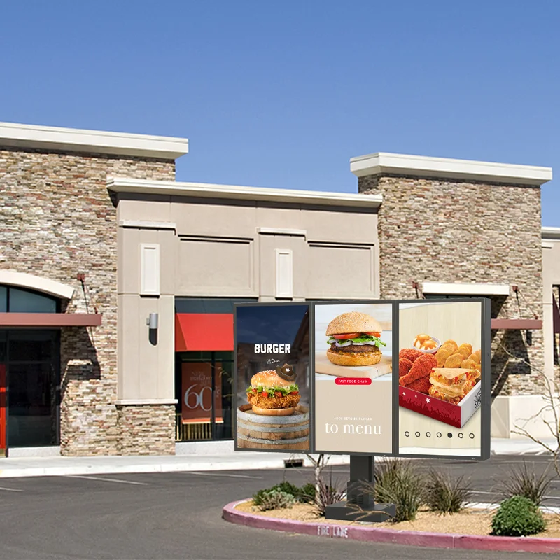 custom.Fast Food Stand Frame Outside Coffee Shop Outdoor Restaurant Display Drive Thru Led Digital Menu Board