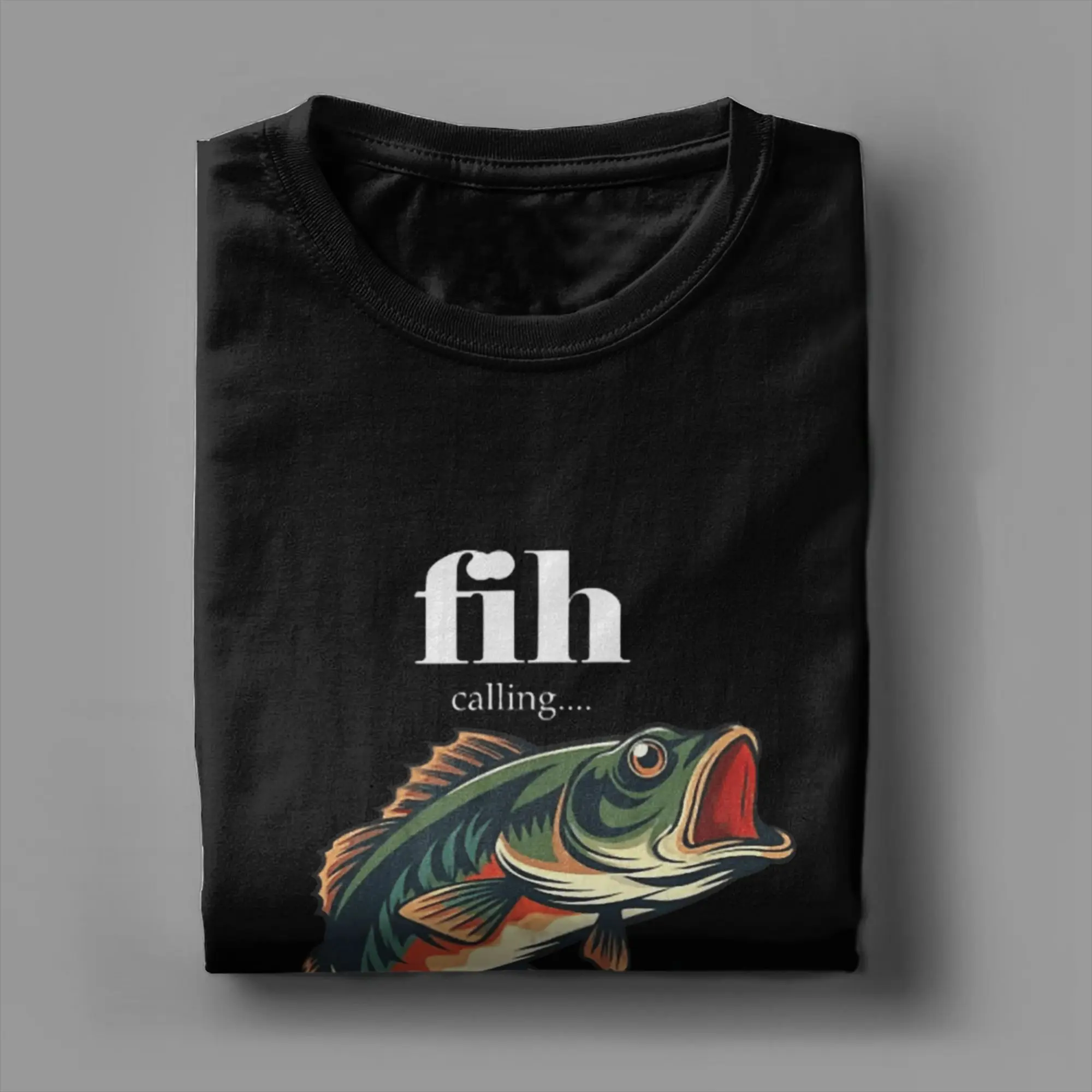 تي شيرت رجالي Fih Calling تذكير بي رسالة انخفاض قبول مكالمة هاتفية الأسماك مضحك 100% القطن تي شيرت قصير الأكمام تي شيرت #4