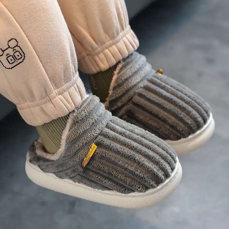 

Kids Winter Warm Slippers Closed Back Non Slip Thick Sole Plush Home Shoes for Boys Girls Toddlers Family