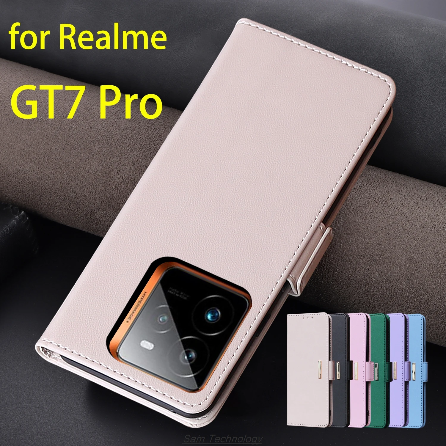 

Magnetic buckle Leather Case for OPPO Realme GT7 Pro Wallet RFID BLOCKING Flip Cover female Simple Capa Fundas Coque