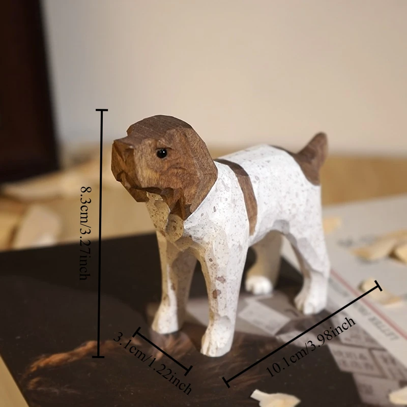 1 PC Beagle Hound Handmade Wood Sculpture Adorable Puppy Figurine Student Desk Decoration Best Gift DIY Patio Landscape Ornament