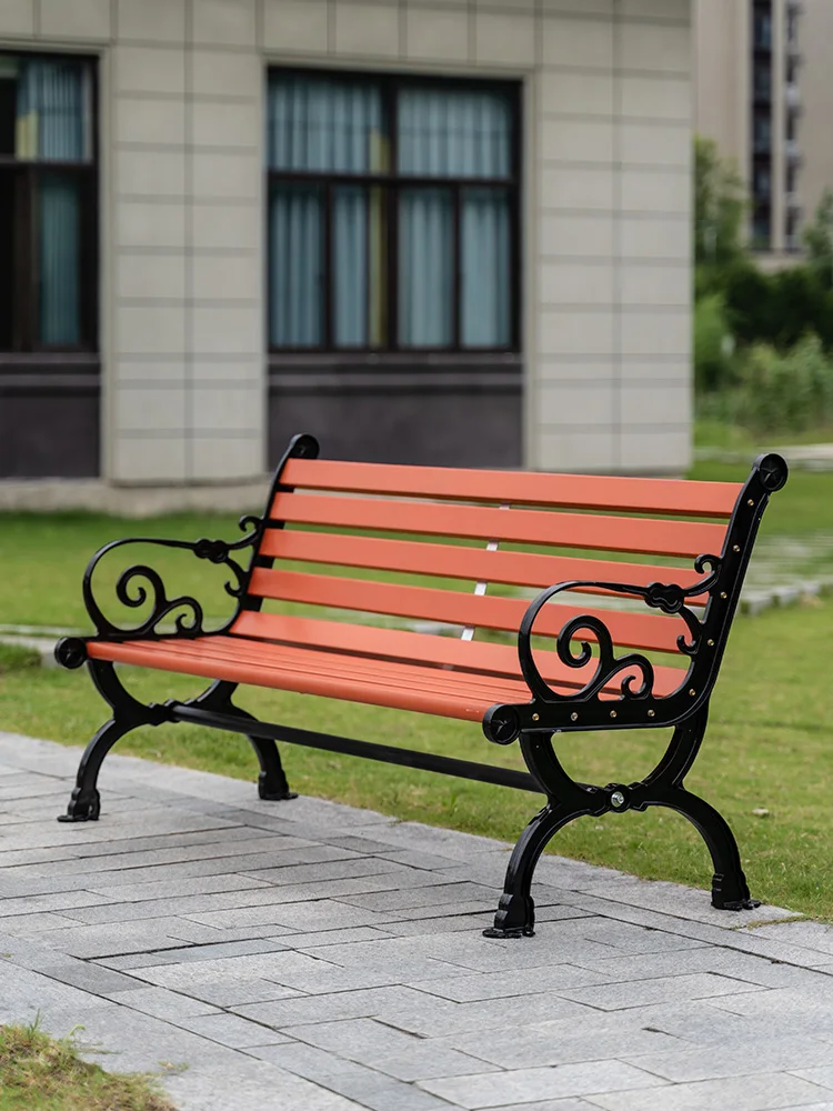 Park Chair Outdoor Bench Antiseptic Wood Bench Backrest Courtyard Rest Public Triple Chair