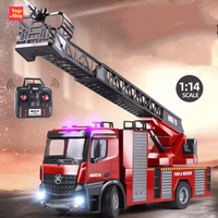 HUINA 561 1/14 RC Fire Sprinkler Aerial Ladder Truck 22 CH Model Engineering Car Spray Water Lighting Kids Toys Birthday Gifts