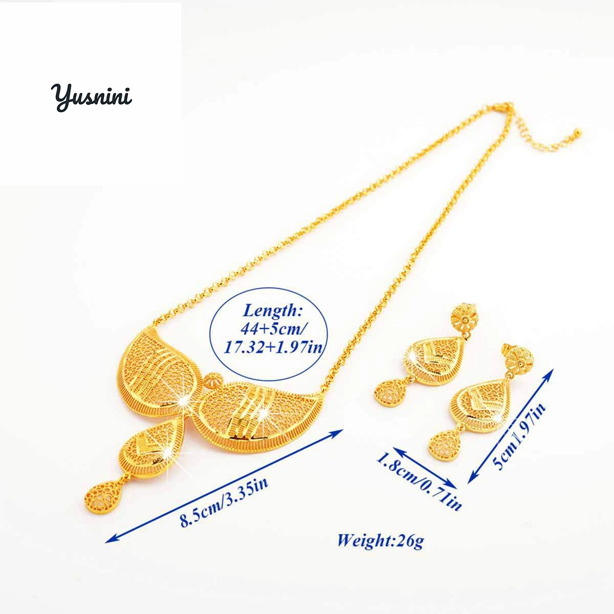 

Fashion European American 24K Gold Plated Customized Necklace Earrings for Couples' Wedding Christmas Gift Jewelry DD10930