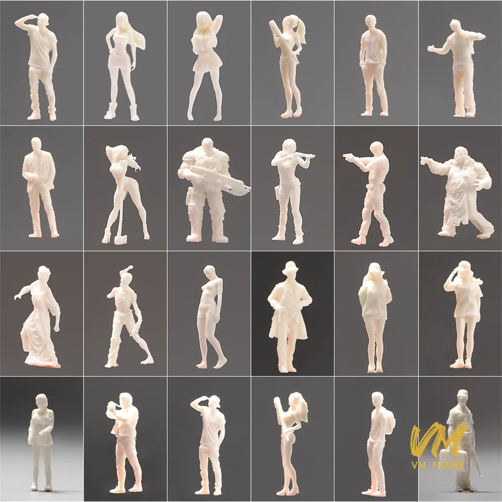 1/5/10 Pcs Scatola Cieca Miniature Non Verniciate 1/64 1/87 Bilancia Figure Maschio Femmina Puntelli di Scena Figura Modello Per Auto Veicoli decorare