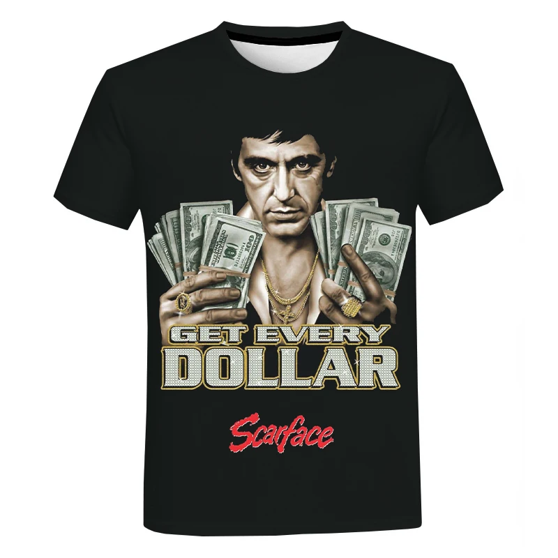 New Scarface 3D Print T-Shirt Men Women Casual Fashion Streetwear Oversized Short Sleeve O-Neck T Shirt Male Tees Tops Clothing