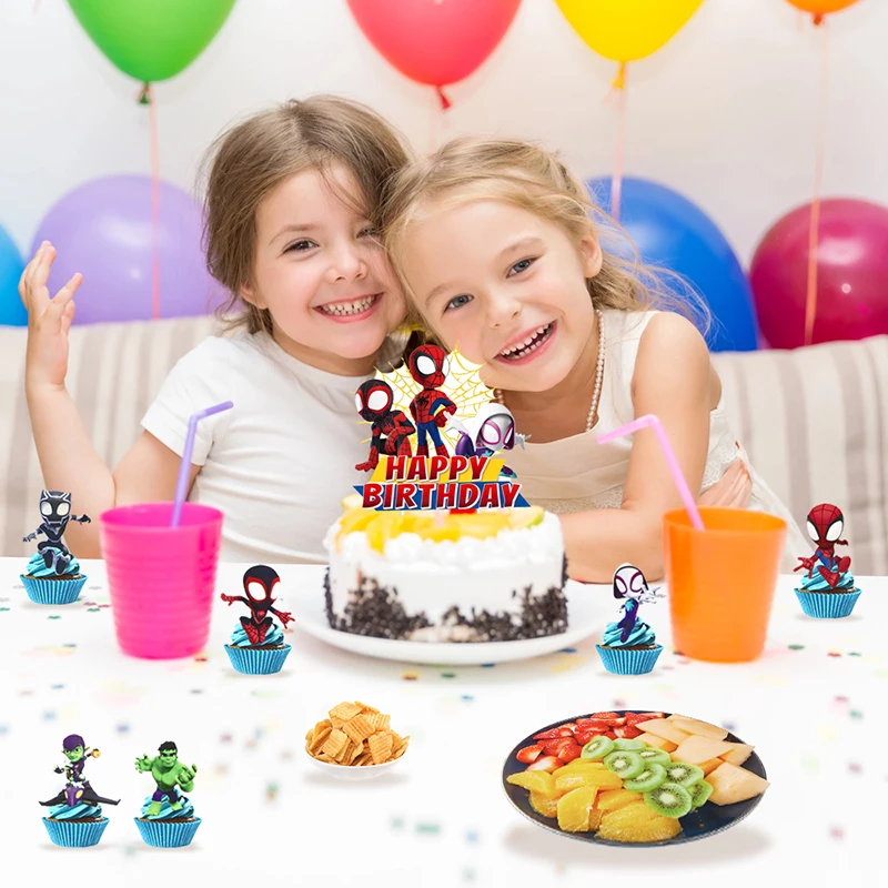 25 قطعة من أغطية الكيك ذات الطابع الخارق من Spider-Man لحفلات أعياد ميلاد الأطفال لتزيين كعكة استحمام الطفل