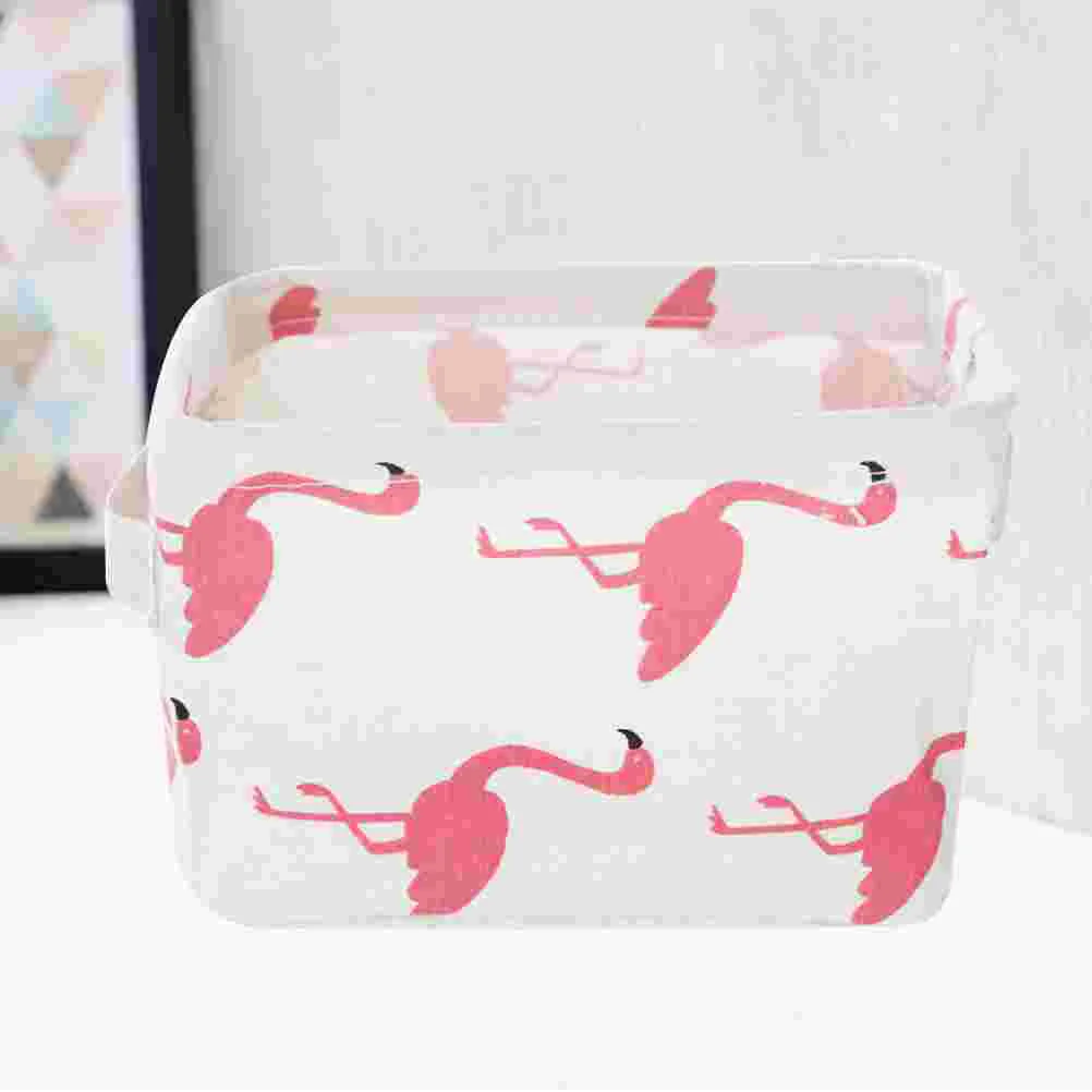 Storage Basket Foldable Fabric Bins Desktop Organizer Case with Handle (Flamingo) organizer baskets fabric storage bins