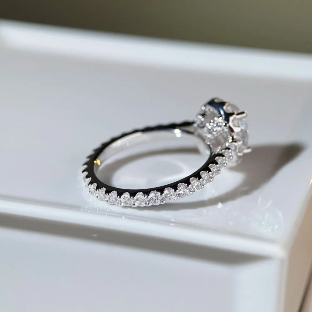 S925 Sterling Silver 1.5CT Oval D VVS1 Moissanite Ring Halo Paved Side Stones Fine Jewelry For Women Wedding Engagement Gift
