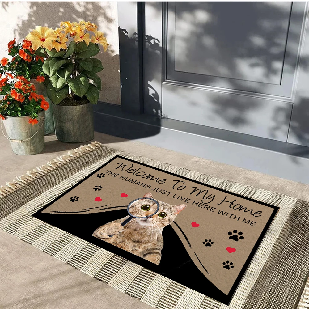 

Personalized Dog Cat Welcome Mat,Custom Doormat Personalized With Pet's Photo Name,Anti-slip Rubber Floor Mats,Ins Style Rug