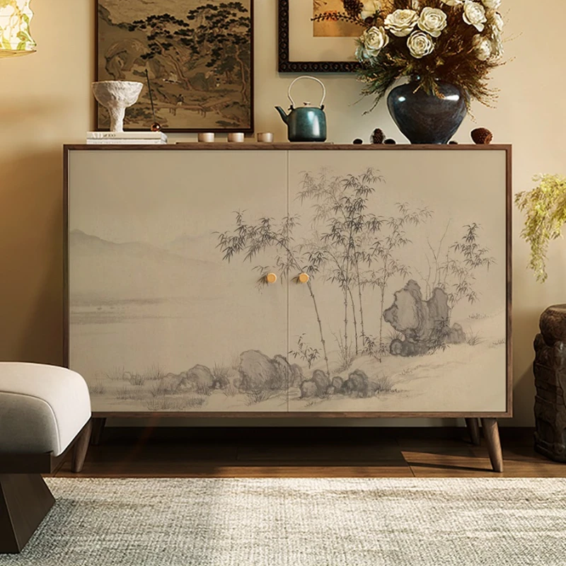 Solid wood entrance cabinet, living room, bedroom, bedside decoration retro integrated card wall locker