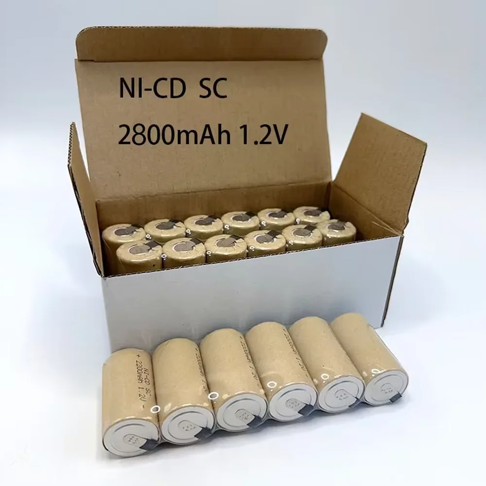 

1.2V Battery SC Rechargeable Battery 1.2V 2800mAh Sub C NI-CD Cell With Welding Tabs for Electric Drill Screwdriver DIY BATTERI