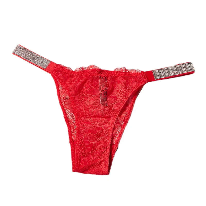 섹시한 여성 브라 레이스 로우 라이즈 라인스톤 비키니 란제리 티팬티, 여성 브랜드 속옷, 심리스 팬티, 레터 컴포트 핑크 브리프