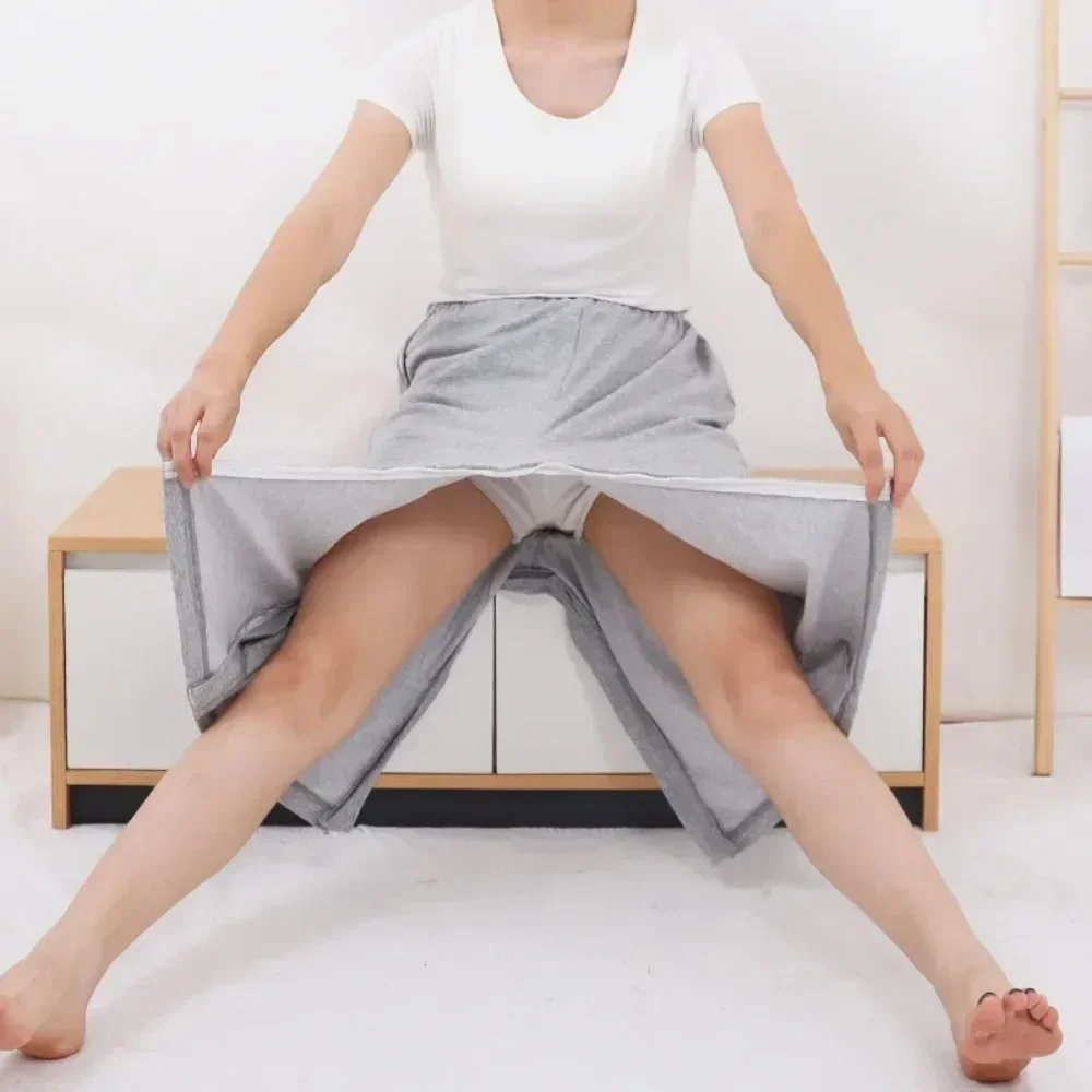 Light Grey Adult Cloth Diaper Crotch Pants for Men & Women Easy On/Off Incontinence Underwear for Elderly Fracture Paralyzed