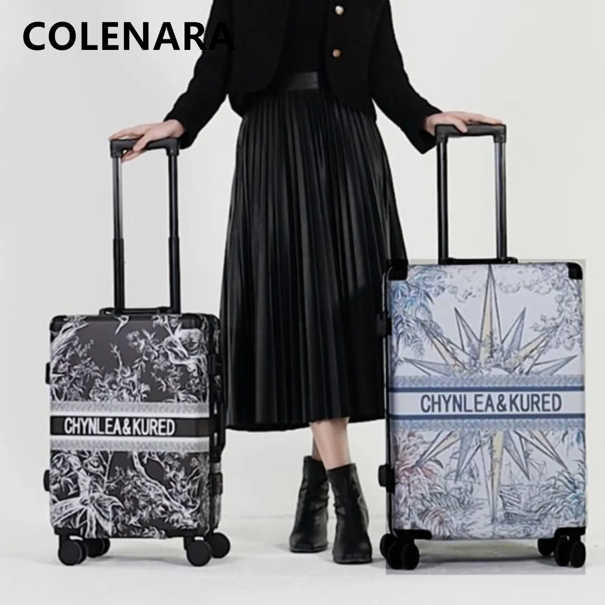 

COLENARA ABS+PVC Suitcase 20"24 Inch Large Capacity Trolley Case Men Boarding Box Women's Travel Bag with Wheels Rolling Luggage
