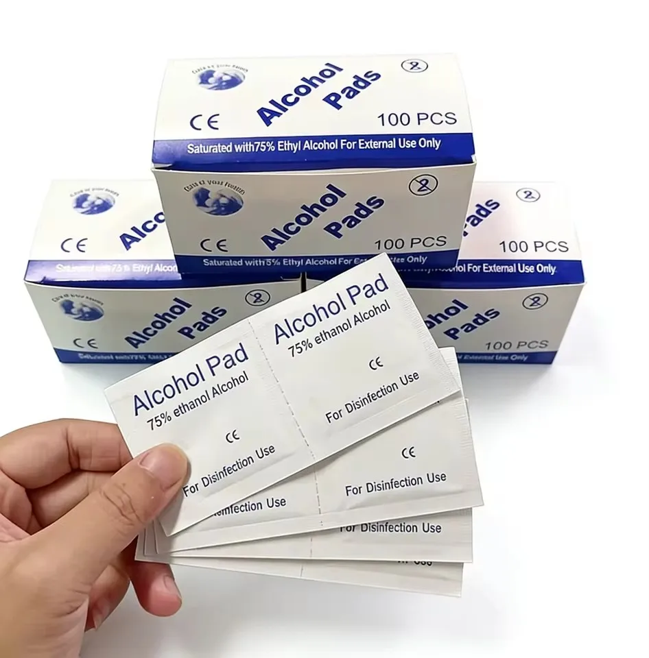 200/500Pcs 75% Alcohol Wipes Individually Wrapped Tattoo Piercing Skin Prep Disposable Pad Pet Toy Sanitizer Home Body Care Pad