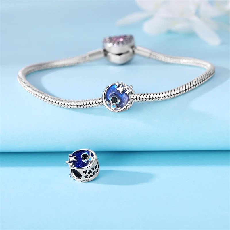 100% New 925 Sterling Silver Ocean World And Space Beads Charms Original Bracelet Charm Jewelry Making Women Evening Party Gifts