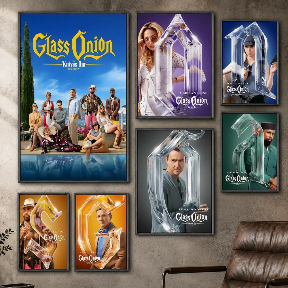 Film Glass Onion Knives Out Mystery Poster  PP Self Adhesive Home Garage Dorm Bar Wall Decor Aesthetic Retro Gift