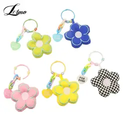 Creative Sakura Fabric Flower Keychain Jewelry Lanyard Girl Boy Couple Gift Peach Heart Chain Keyring Headset Pendant Decorate