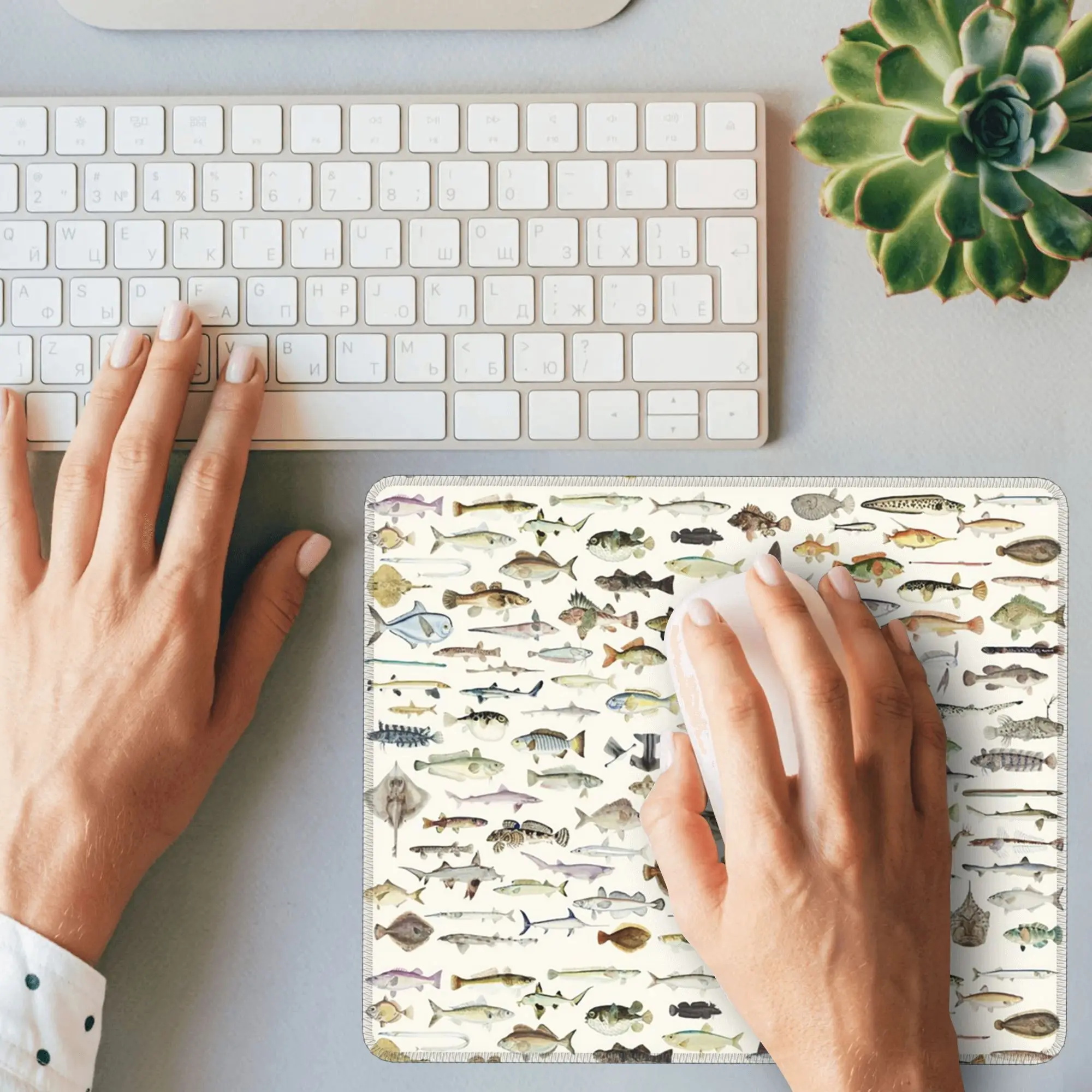 Peixe mouse pad teclado do computador mouse tapete de jogos pc portátil tapete de mesa acessórios de escritório tapetes de mesa