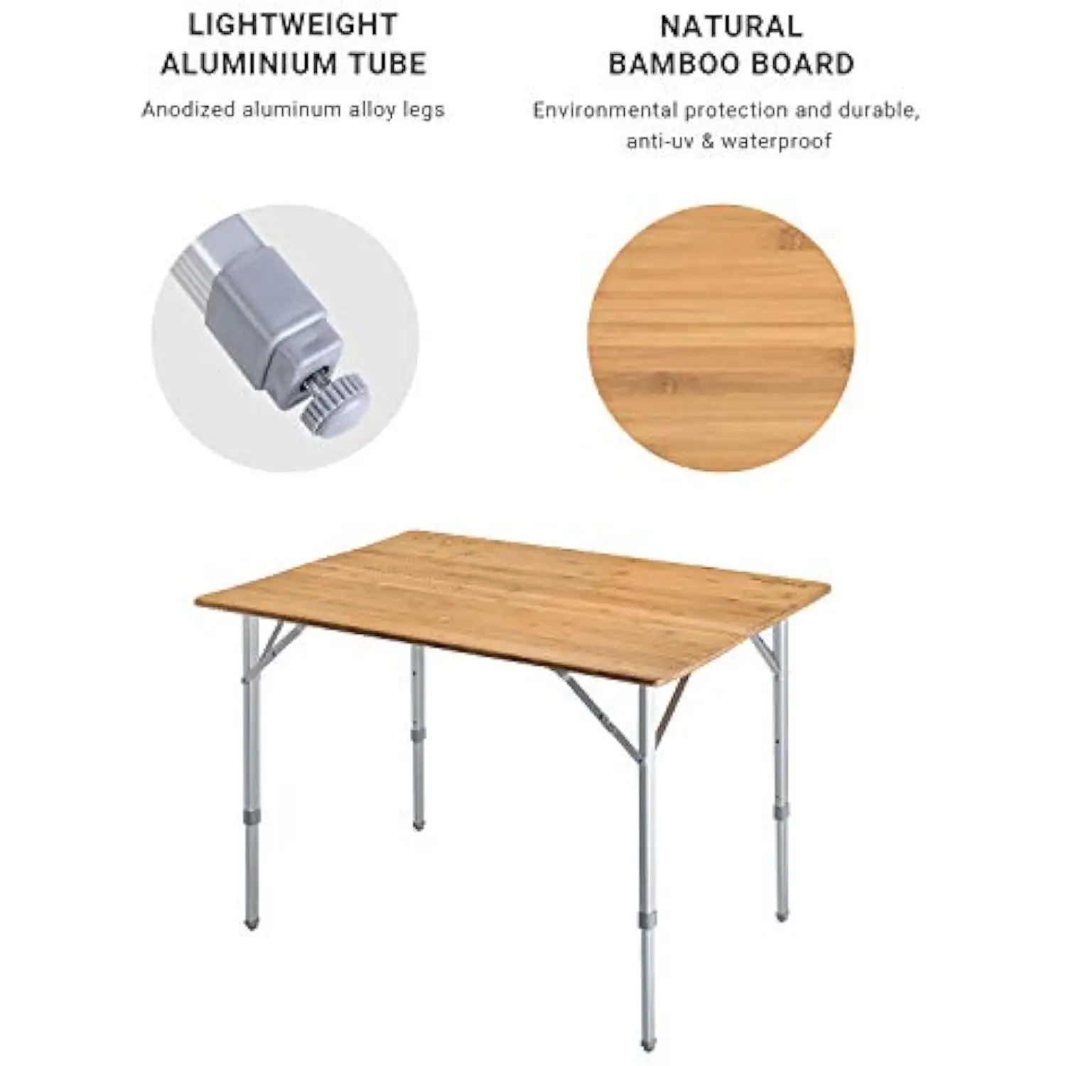 KC3928_Table de acampamento de bambu amarelo, tamanho único