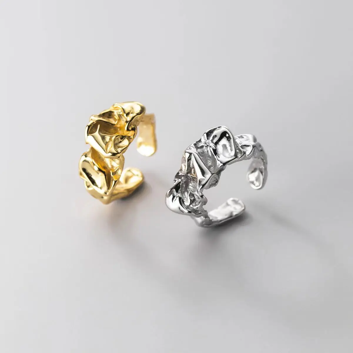 New Style Irregular Pattern Stone Ring 3D Geometric Texture Personality Ins Trendy Hand Jewelry Unisex Fashion Accessories