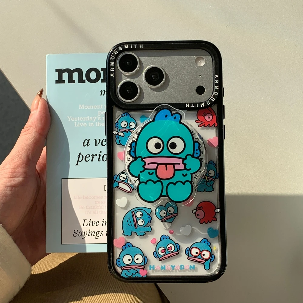 Capa de Celular Sanrio Hangyodon com Suporte Magnético e Carregamento Sem Fio MagSafe, Desenho Animado Fofo, para iPhone 17 16 15 14 13 12 11 Pro Max
