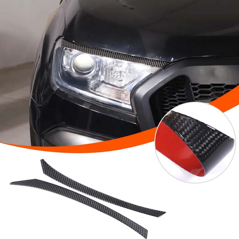 

For Ford Ranger 2015-2021 real carbon fiber headlight eyebrow decorative strips, eyebrow decorative stickers, auto accessories