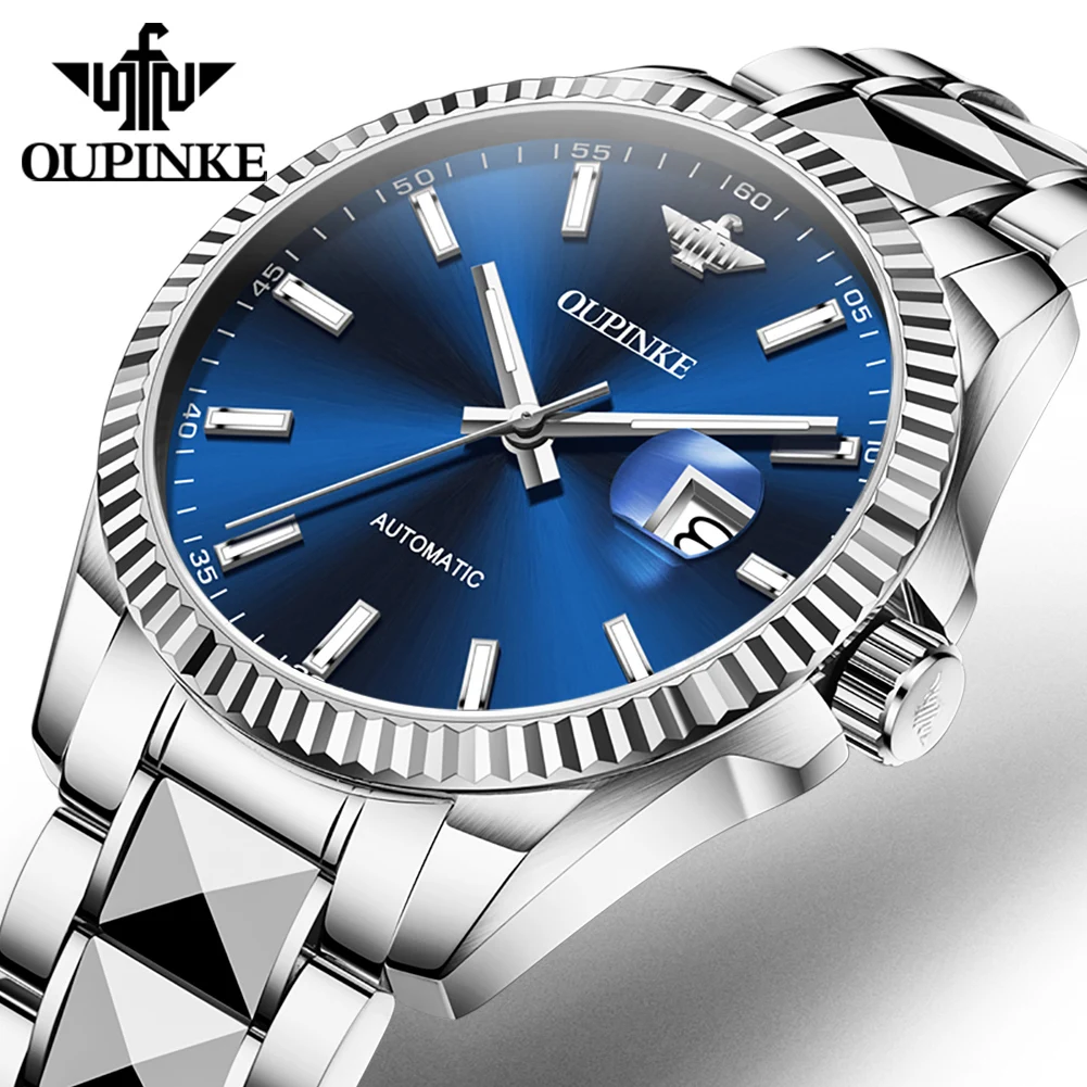 OUPINKE Original Luxury Watch Mens Automatic Mechanical Watch﻿ 50M Waterproof Super Luminous Day-Date Watches For Man Reloj 3329