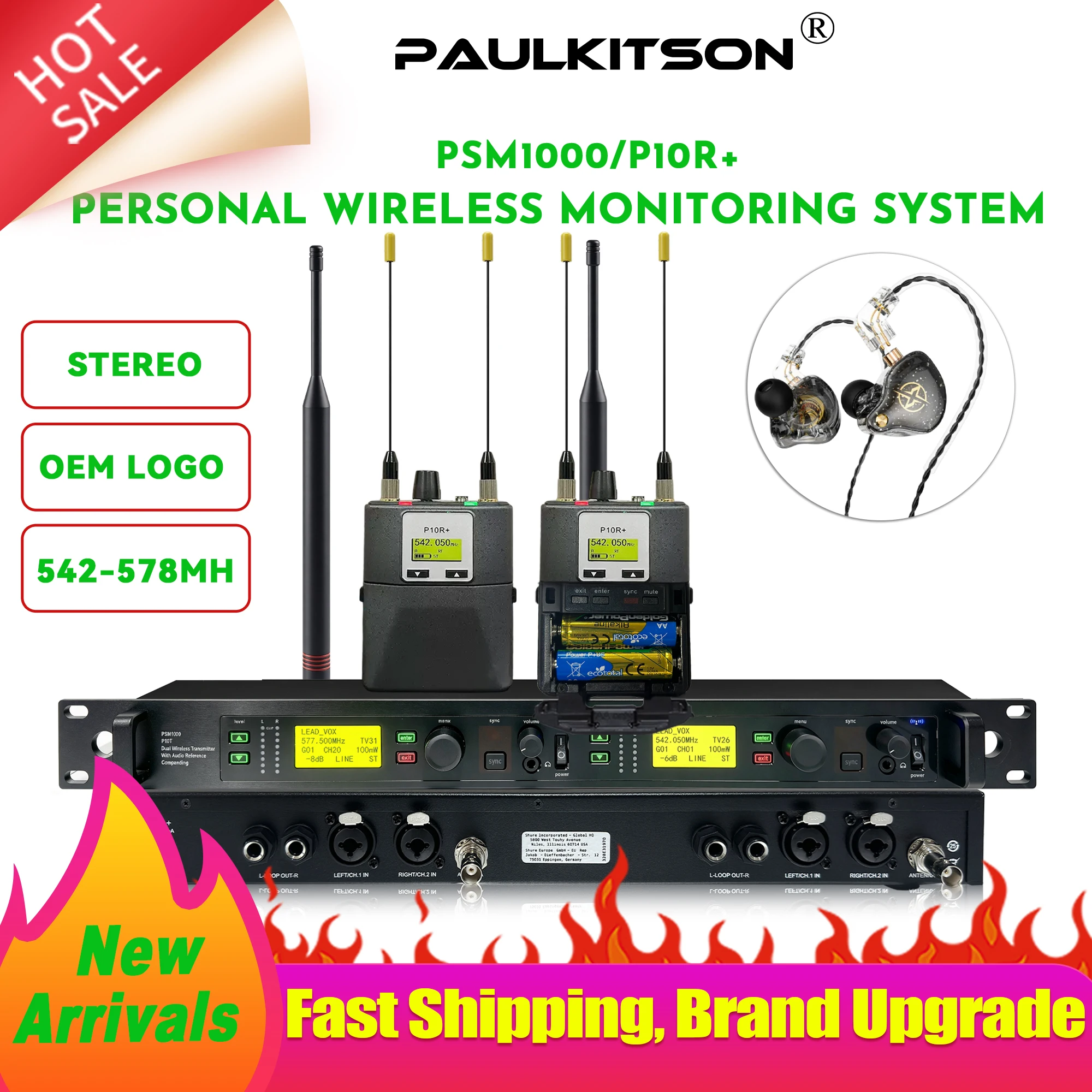 PSM1000 In-Ear-Monitor-System P10T Sender P10R Empfänger Bühnen- und Studio-Stereo-Funküberwachungssystem 542-578MHz