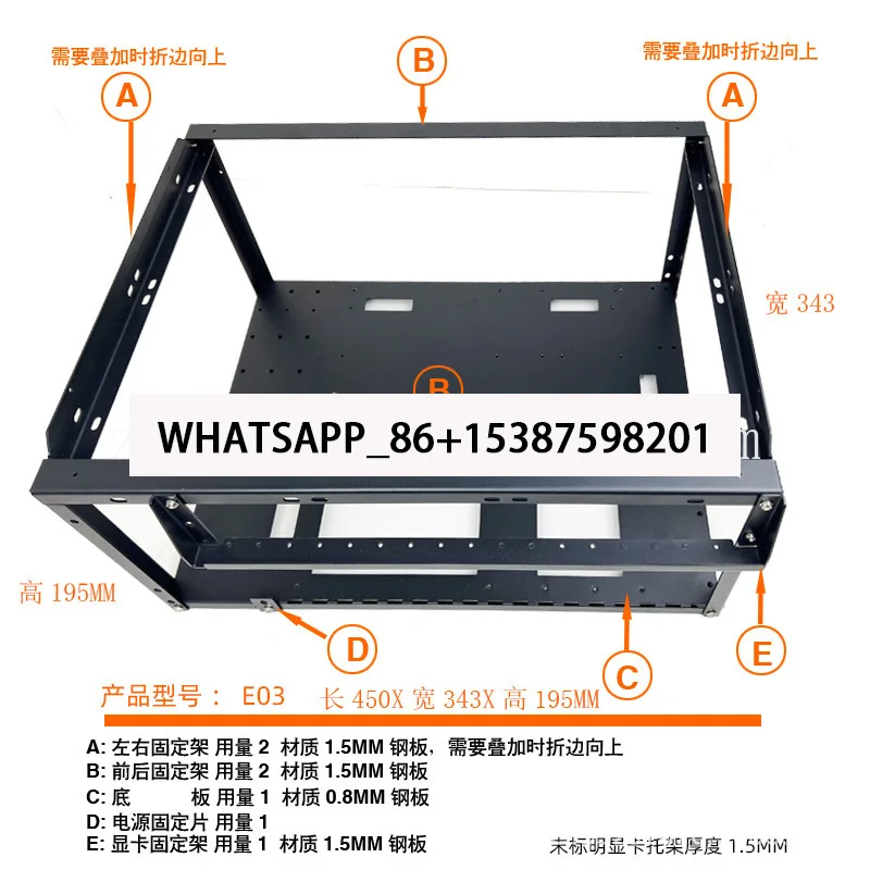 Superpositie Open chassis X79 X99 Dual EATX-moederbord 6-kaarthouder kan 3090 videokaartrek liggen