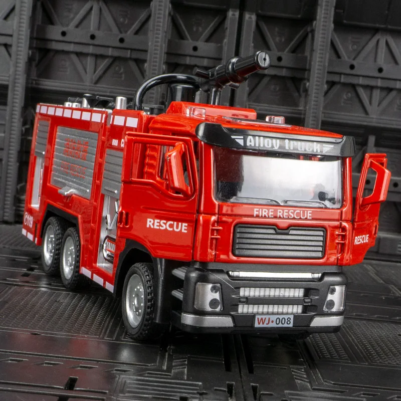 Simulated Alloy 1:50 Fire Ladder Sprinkler Model Home Furnishings Decoration, Sound-Light Echo Toy Car, Gifts for Children