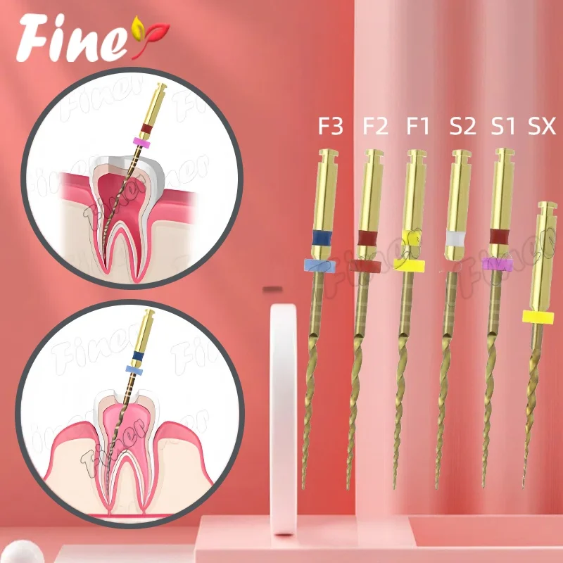 

Finer 6 шт. Dental Pro Gold Taper Endo Files Тепловая активация Endo Treat Эндодонтические материалы Niti Дрель Роторный файл SX-F3