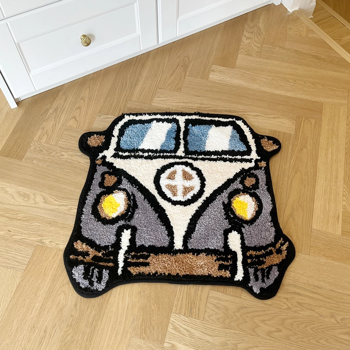 LAKEA Cartoon Bus Tufted Rugs Handmade Carpet Room Decor Kawaii Rug Small Rugs for Bedroom Cartoon Punch Needle Rug