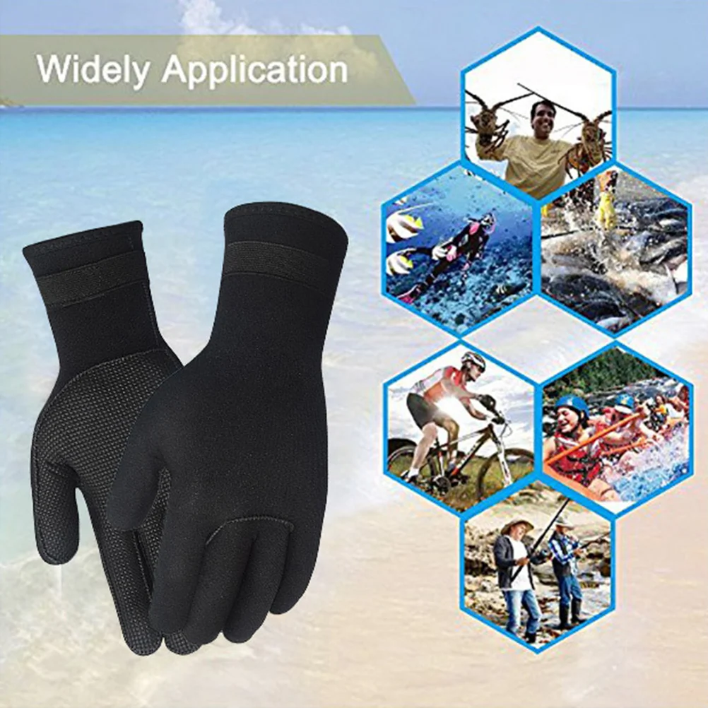 

1 Pair Neoprene Anti-Slip Warm Snorkeling Waterproof Insulated Mittens Kayaking Canoeing Fishing Sport Black Size S Non For