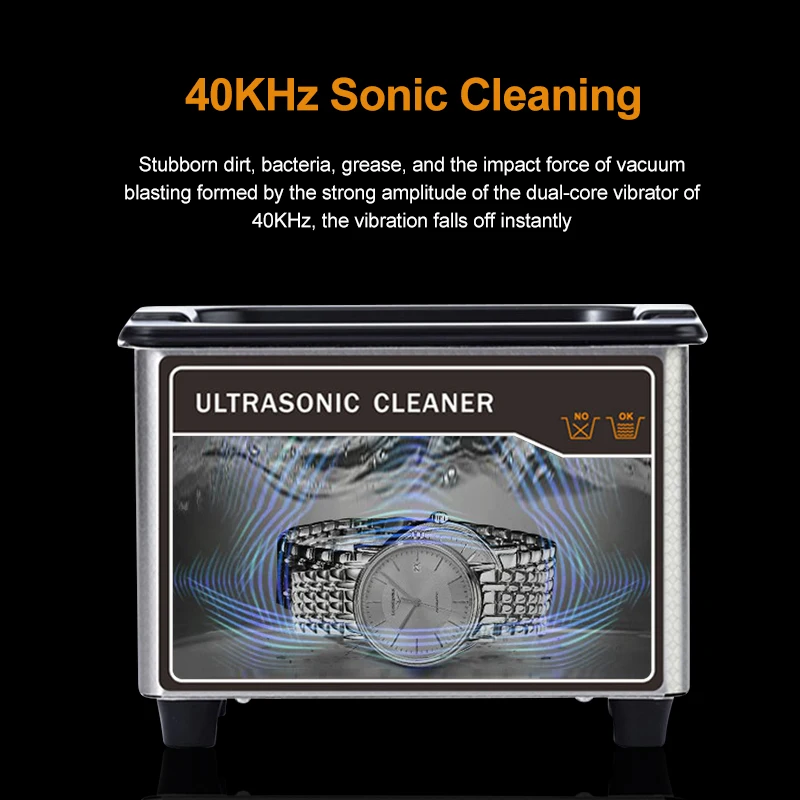 800ml Ultrasonic Cleaner Bath Timer Jewelry Brush Glasses Manicure Stones Cutters Dental Razor Parts Ultrasound Sonic