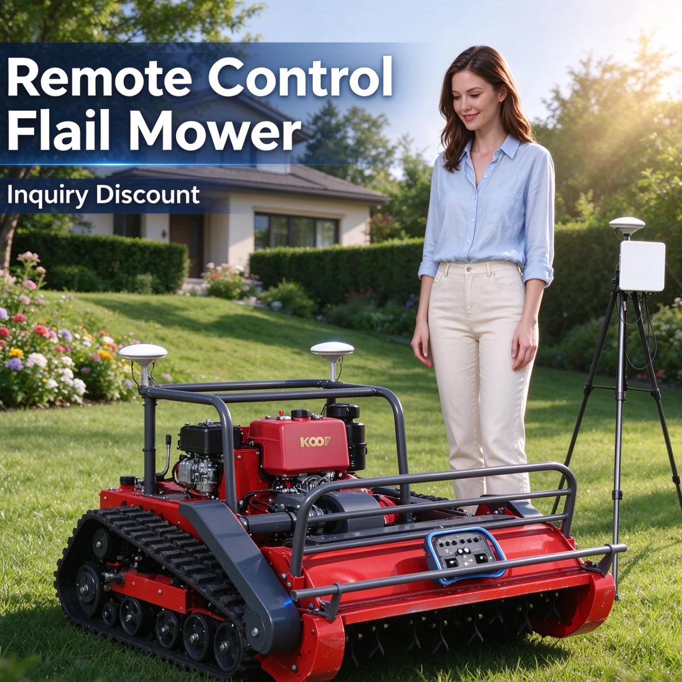 Customized Remote Control Flail Mower GPS for riverbank wasteland shrub crushing, steep slope terrace weed cleaning