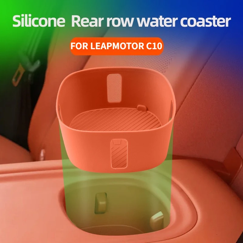 

For Leapmotor C10 2026 Car Rear Drain Cup Holder Silicone Anti-wear Central Control Armrest Box Water Cup Pad Garnish Accessorie