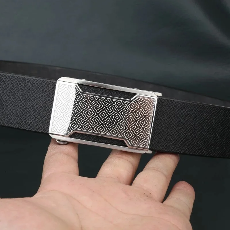 Handmade single loop buckle with palm print for men, genuine cow leather belt imported from Italy, top layer cowhide belt, 304 s