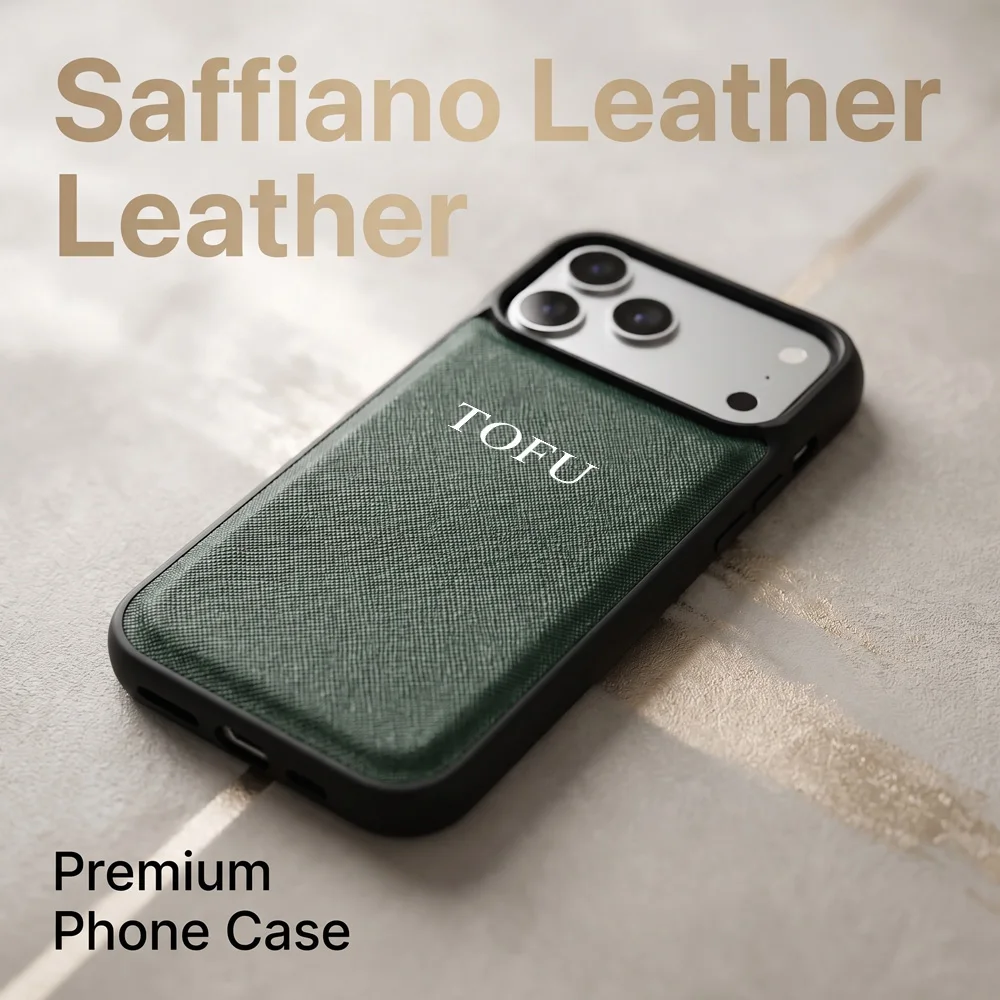 Premium Custom Embossed Gold Foil Saffiano PU Leather Phone Case Personalized Name Gift Case for iPhone 14 15 16 17 18 Pro Max