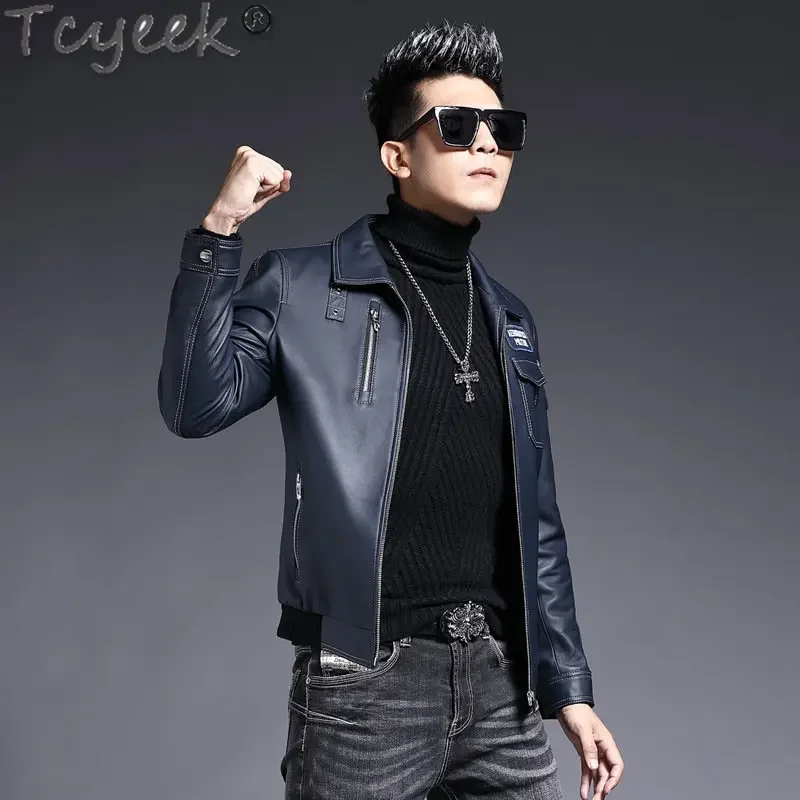 Tcyeek Spring Autumn Real Sheepskin Coat for Men Casual Genuine Leather Motocycle Jackets Man Clothing Jaqueta Couro Masculina - Image 3