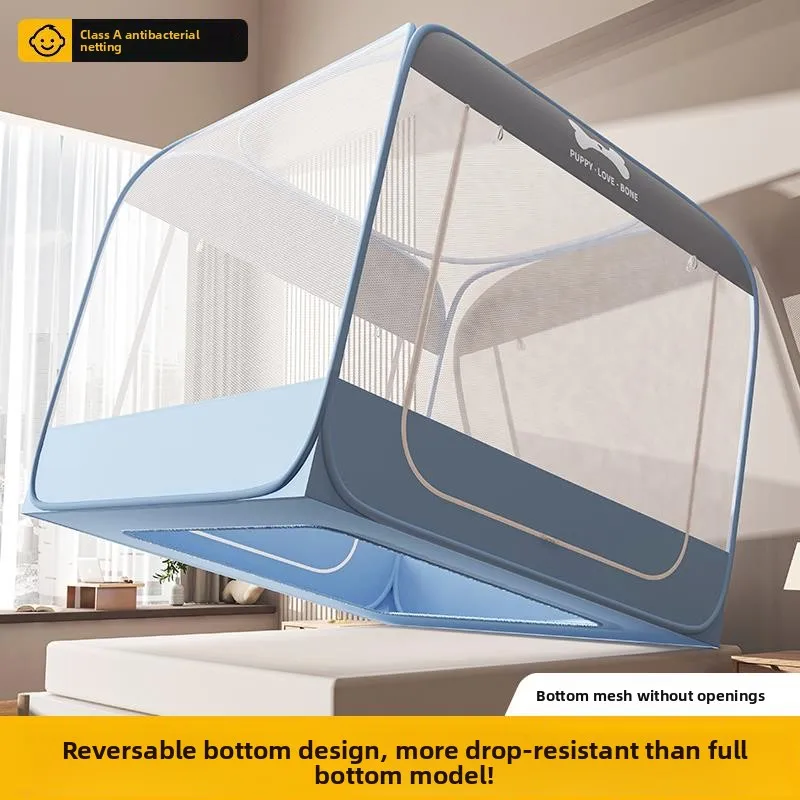 

No-Install Bed Canopy Mosquito Net Baby Bedroom Anti-Fall Mongolian Tent Pattern Children's Home Use Breathable Mesh Material