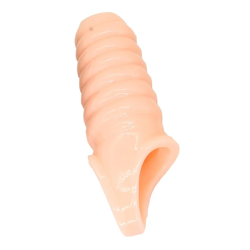 Penis Sleeve Ring Vibrator Sex Toys for Men Dildo Extender Delay Ejaculation Linen Nozzle Cock Rings Adult Supplies For Couples