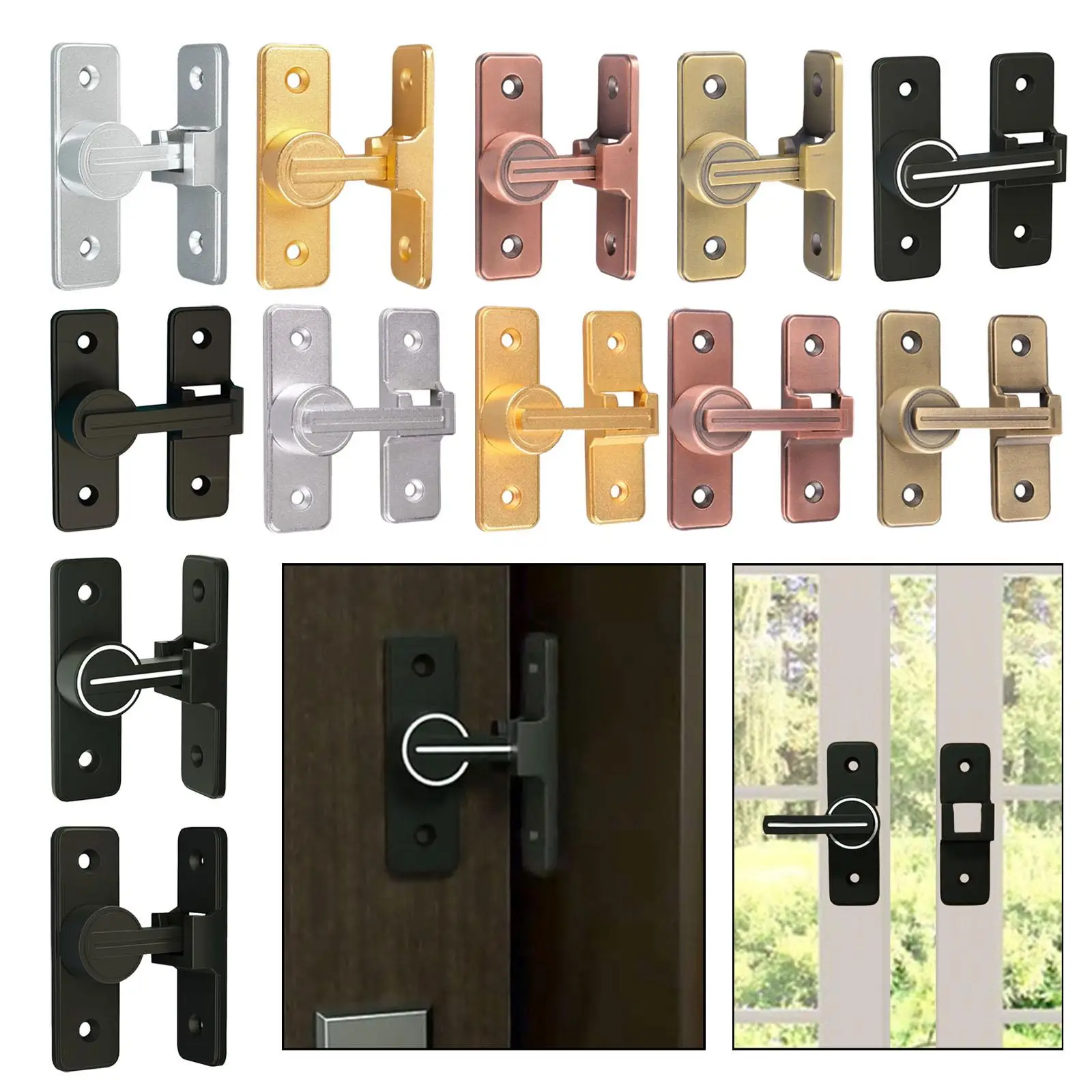 Door Latch Zinc Alloy Anti Lost 90 Degree Gate Latch for Office Home Garden