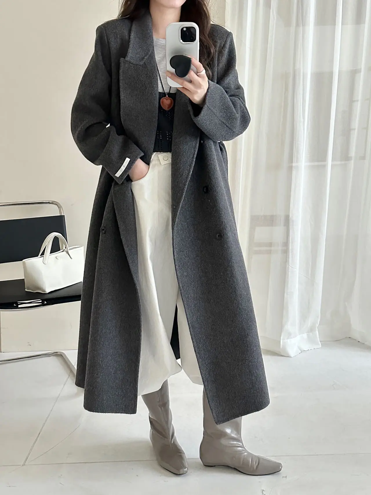 BJTZ 2025 معطف صوف نسائي فاخر جديد مزدوج الوجه مصنوع يدويًا قسط سميك دافئ خريف شتاء موضة ملابس خارجية أنيقة أنيقة