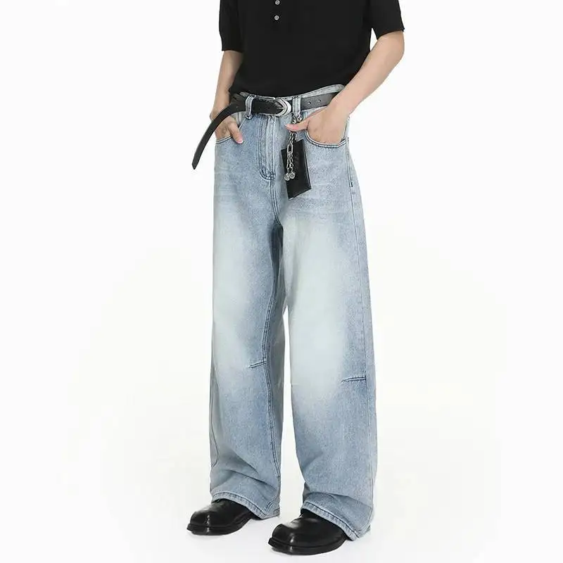 LUZHEN Straight Fashion Gradient Washed 2026 Denim Pants Spring Men's Fashion Handsome Loose Wide Leg Jeans Simple Style JY8471
